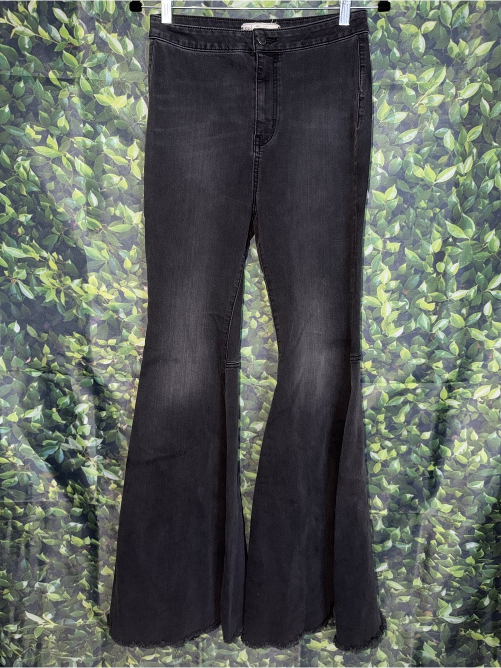 Free People Black Flare Wide-Leg Jeans